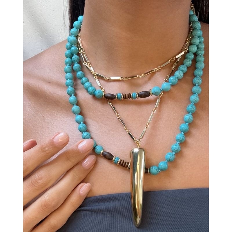 COLA TURQUESA COM MADEIRA LONGO