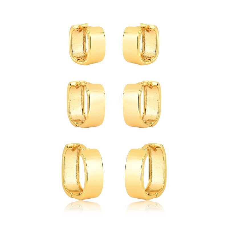 TRIO DE ARGOLINHAS ARTICULADAS QUADRADAS